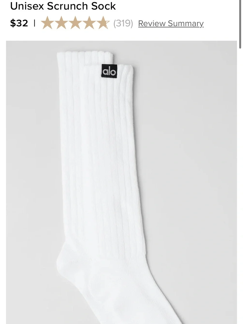 ALO Yoga White Unisex Scrunch Socks - Single Pair